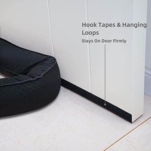 Marwood 38 Inch Under Door Draft Stopper with Hanging Loops - Black