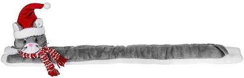 Gray Plush Kitty Cat Door Draft Stopper Christmas Decor