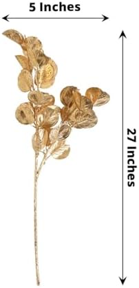 Efavormart 2 Pack 27 Inch Metallic Gold Artificial Eucalyptus Leaf Branches