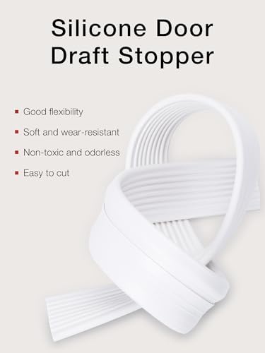 SUNMON 39in Silicone Door Draft Stopper White