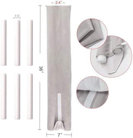 Adjustable Door Draft Stopper 36 Inch Light Grey Under Door Seal Blocker