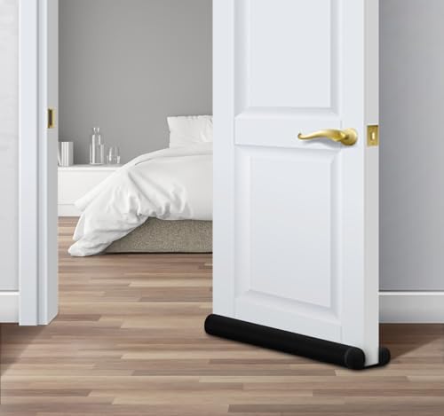 MAXTID Door Draft Stopper for 30 Inch Interior Doors Black Door Draft Blocker Fits 05 to 12 Inch Gaps