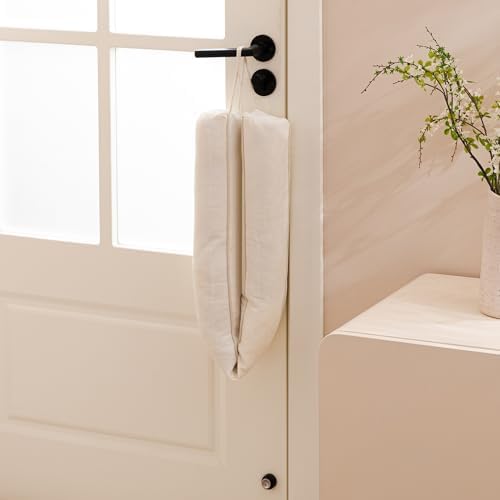 Sunolga 36 Inch Heavy Duty Door Draft Stopper Sturdy Linen Sound Proof Guard for Doors and Windows Beige