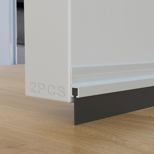 2 Pack Door Draft Stopper with Strong Adhesive Aluminum Seal