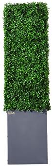 AGPL Artificial Boxwood Hedge Wall with Gray Planter