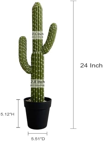 Momoplant Artificial Cactus Plant 24 Inch Tall with Black Planter