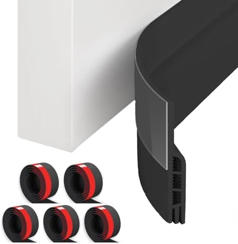 Door Weather Stripping 5 Pack Black Draft Stopper