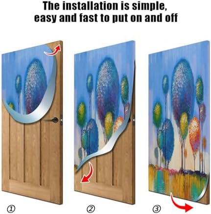 Susiyo Colorful Tree Halloween Door Cover Stretch Fabric Door Decoration for Home and Party