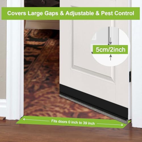 DINGLIAN 2 Door Brush Bottom Sweep Self Adhesive Draft Stopper 2 W x 39 L Black