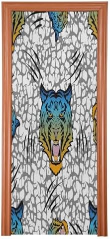 Susiyo Blue Head Tiger Halloween Door Cover Stretch Fabric Decoration