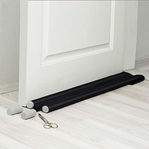 WEUPE Door Draft Stopper Double Sided 32-38 Inch Adjustable Black