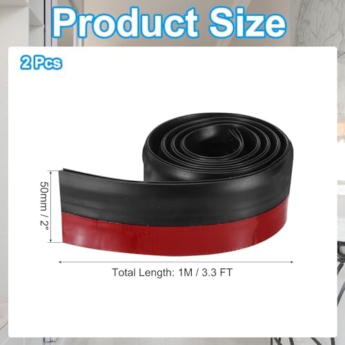 PATIKIL Door Draft Stopper 2 Pack 33FT Black 2 Inch Wide