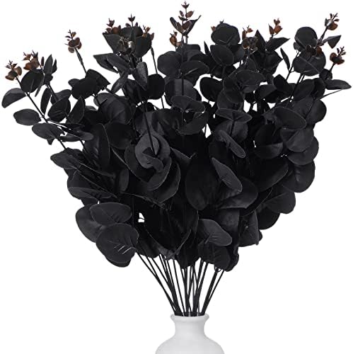 Chuangdi 20 Inch Artificial Eucalyptus Branches Black 24 Piece Set