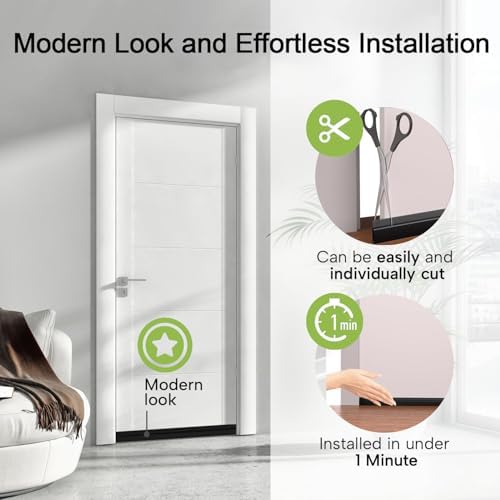 Dinglian 2 Pc Door Draft Stopper Black 2x39 Inches