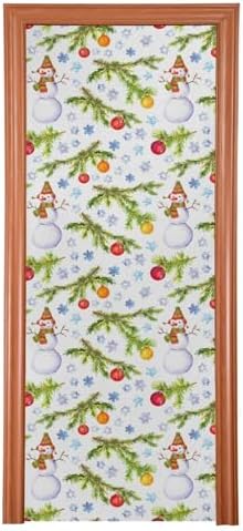 Susiyo Christmas Tree Branch Door Cover with Snowman Design Stretch Fabric 32x79 in