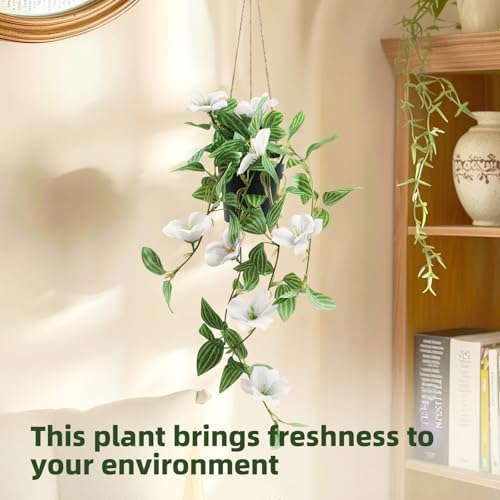 2 Pcs Artificial Ivy Hanging Plant with Flowers