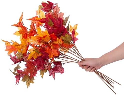 6 Pcs Artificial Maple Leaves Stems for Fall Decor