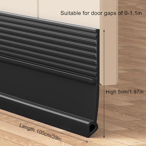 Lifeuping Door Draft Stopper 39in Black TPE Weather Stripping for Exterior and Interior Doors