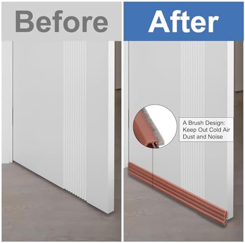 Uxcell 2pcs Door Draft Stopper with Brush Self-Adhesive Bottom Door Seal for Cold and Noise Prevention Black 3Ft