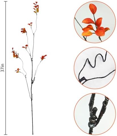 Krissing 6 Pcs Artificial Fall Stems 37 Inch Tall Greenery for Vase Decor