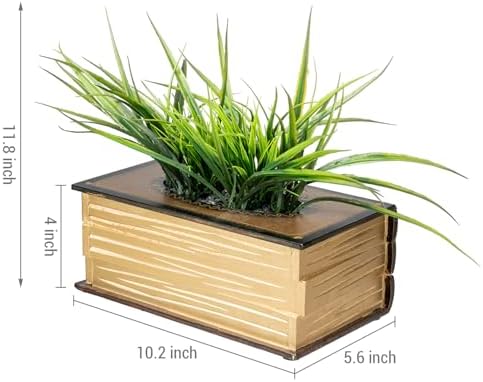 MyGift 10 Inch Vintage Book Stacked Wood Planter