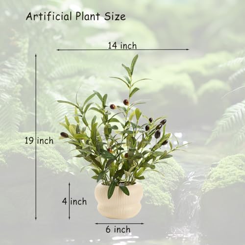 16 Inch Fake Olive Plant with Creamic Planter for Home Office