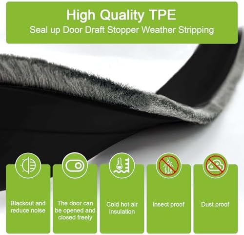 DINGLIAN 2 PCS Door Draft Stopper with Brush 2 W x 39 L Black