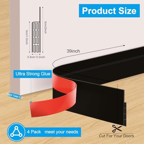 Sightor 4 Pack Door Draft Stopper Black