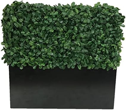 Artificial Boxwood Topiary Shrub Hedge Wall Greenery 12 Inch Rectangle Modern Decor