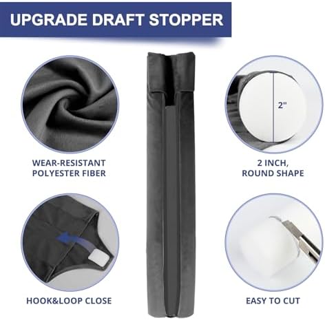 HADOR Door Draft Stopper 30 Inch Black for French Patio Sliding Doors