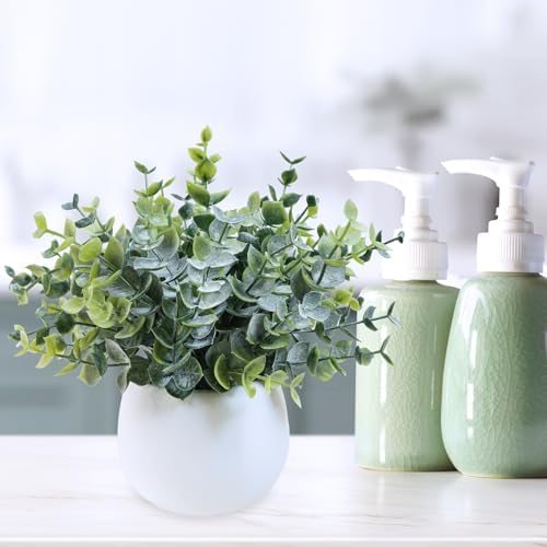 Winlyn Set of 3 Small Artificial Plants in White Concrete Pots