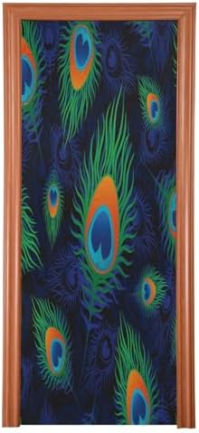 Susiyo Colorful Peacock Door Cover Halloween Decoration 32x79 in