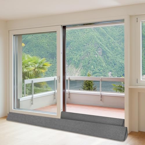 2 Pack Sliding Door Draft Stopper with Zipper