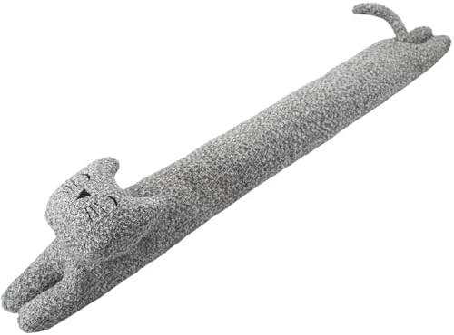 34 Inch Heavy Duty Door Draft Stopper with Gray Cat Design