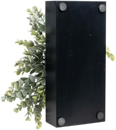 MyGift Artificial Eucalyptus Plant in Black Wood Planter