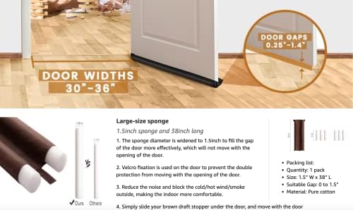 MUOVE Door Draft Stopper Adjustable Size 32 to 36 Inches