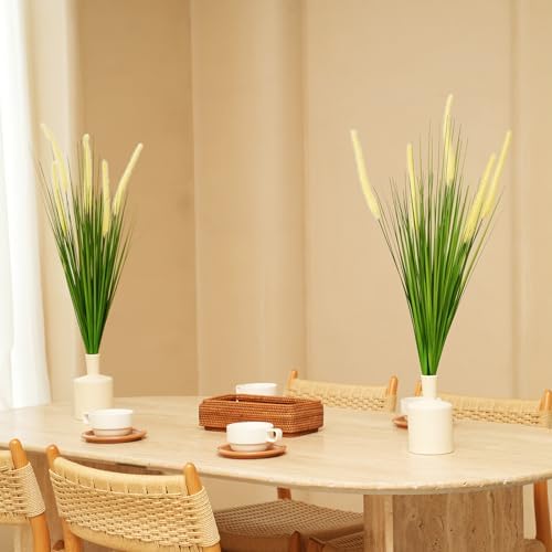 32 Inch Tall Foxtail Reed Artificial Plant 6 Pack UV Resistant Indoor Outdoor Decor