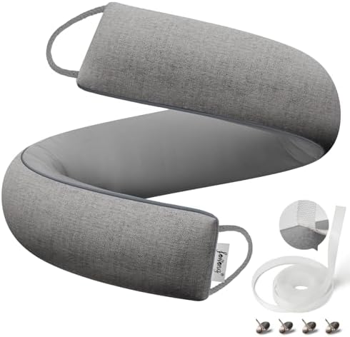 Fowong Door Draft Stopper 30 Inch Weighted Noise Blocker with Hook Tapes for Easy Install Grey