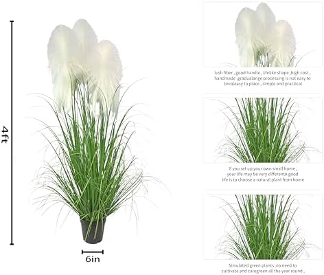 Tall Artificial Grass Plant 47in 2 Pack with Pot