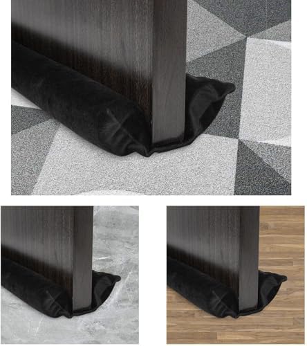Door Draft Stopper 36 Inch Adjustable Under Door Seal Blocker Black