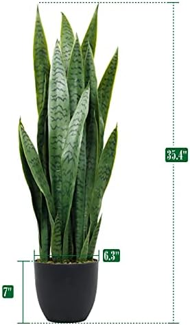 Greens Word 35 Lifelike Faux Snake Plant with 28 Thick PEVA Leaves