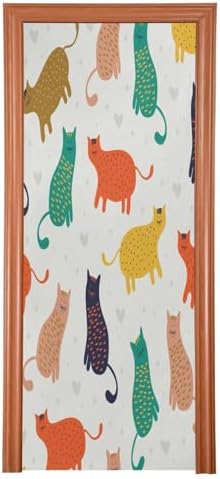 Susiyo Colorful Funny Cat Halloween Door Cover
