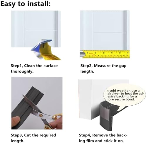 DOHUG Under Door Draft Stopper 39 Inch Door Blocker Black