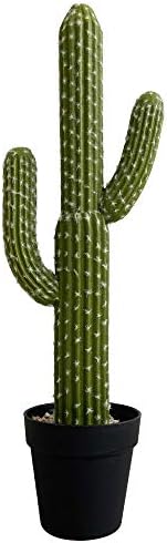 Momoplant Artificial Cactus Plant 24 Inch Tall with Black Planter