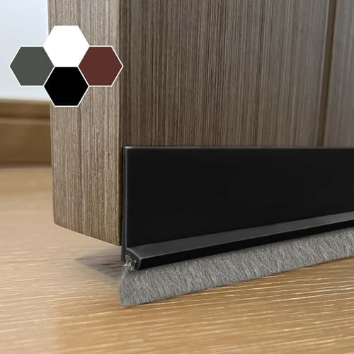 Self-Adhesive Door Sweep with Brush for Bottom Seal Black 3937 Inch Length