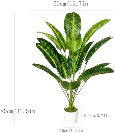 Realistic Artificial Palm Tree with White Pot - 31 Inches Yellow Bird of Paradise