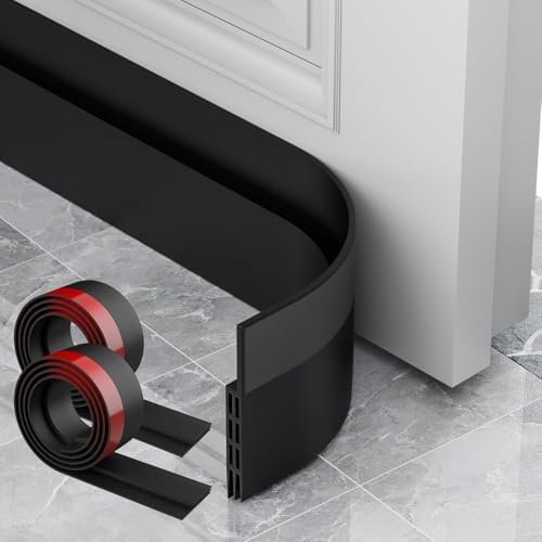2 Pack Door Sweep Self Adhesive Weather Stripping Black