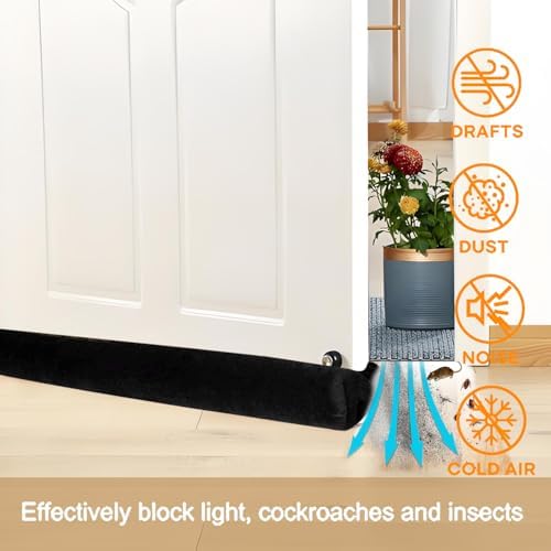 Door Draft Stopper 36 Inch Adjustable Under Door Seal Blocker Black