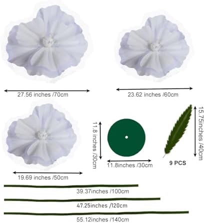 Giant White Flowers for Decor with Stand