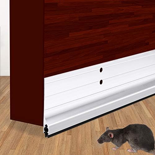42 Inch Door Draft Stopper with Metal Seal Strip Silver